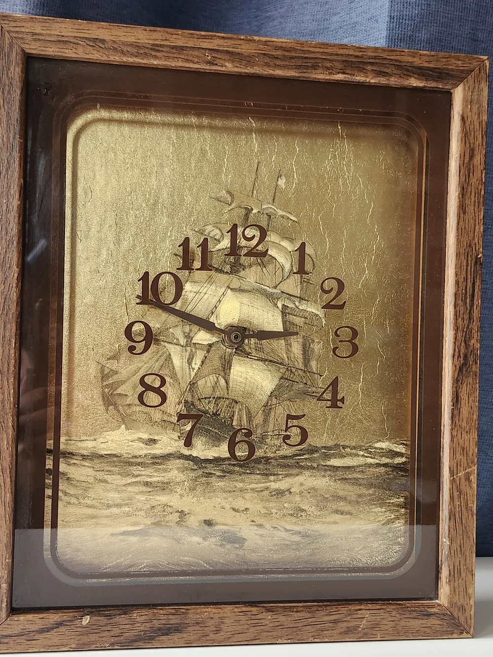 Vintage Ship Wall Clock Decor in Gold and Brown